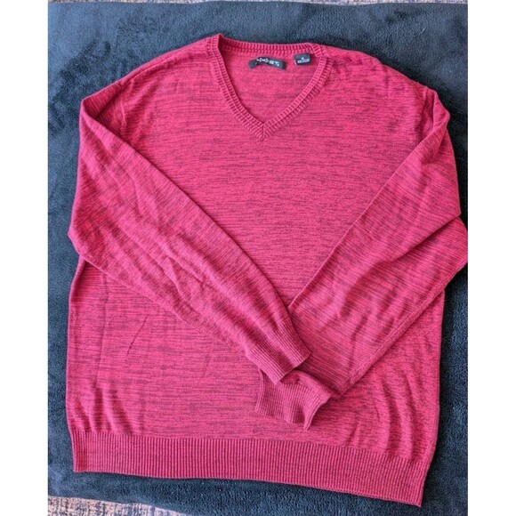 100% Cotton V Neck Normcore Skater Grunge Indie Sleaze Dad Red Sweater Pullover - Picture 3 of 8